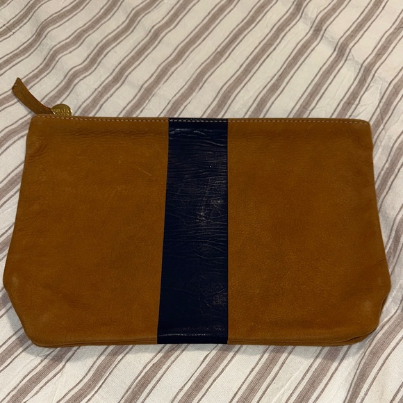 Clare Vivier Brown Suede with Navy Stripe pouch / clutch - Picture 8 of 9